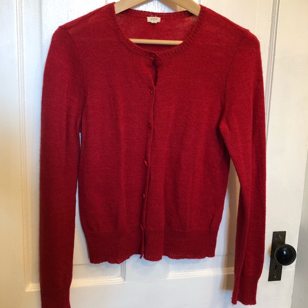 J.Crew Red Wool Cardigan